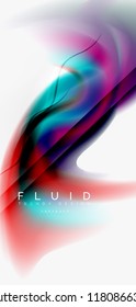 Fluid flowing wave abstract background, vector techno design