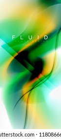 Fluid flowing wave abstract background, vector techno design