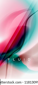 Fluid flowing wave abstract background, vector techno design