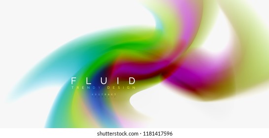 Fluid flowing wave abstract background, vector techno design