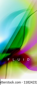 Fluid flowing wave abstract background, vector techno design