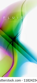 Fluid flowing wave abstract background, vector techno design