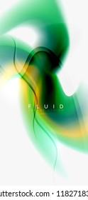Fluid flowing wave abstract background, vector techno design