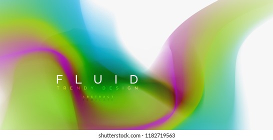 Fluid flowing wave abstract background, vector techno design