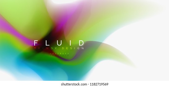 Fluid flowing wave abstract background, vector techno design