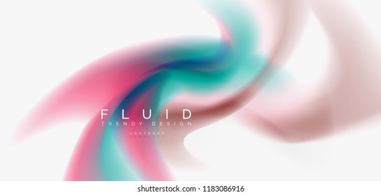 Fluid flowing wave abstract background, vector techno design