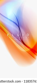 Fluid flowing wave abstract background, vector techno design