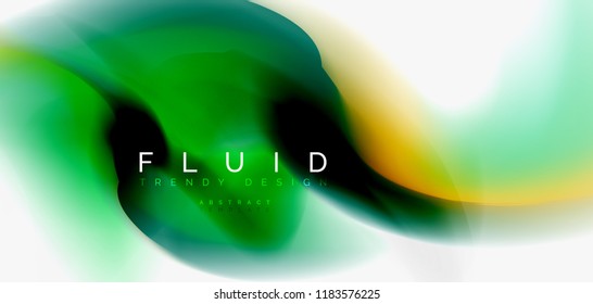Fluid flowing wave abstract background, vector techno design