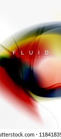 Fluid flowing wave abstract background, vector techno design