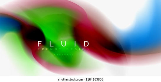 Fluid flowing wave abstract background, vector techno design