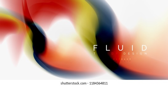 Fluid flowing wave abstract background, vector techno design