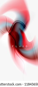 Fluid flowing wave abstract background, vector techno design