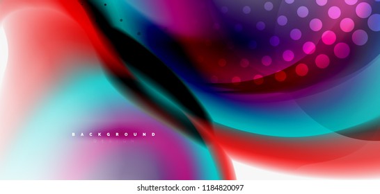 Fluid flowing wave abstract background, vector techno design