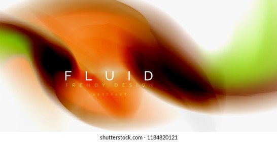 Fluid flowing wave abstract background, vector techno design