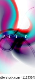 Fluid flowing wave abstract background, vector techno design