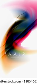 Fluid flowing wave abstract background, vector techno design