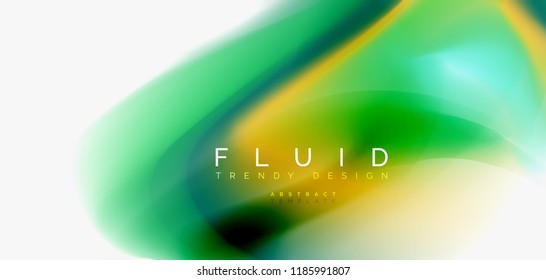 Fluid flowing wave abstract background, vector techno design