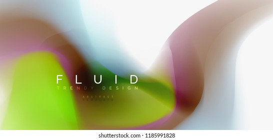 Fluid flowing wave abstract background, vector techno design