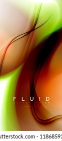 Fluid flowing wave abstract background, vector techno design