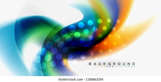 Fluid flowing wave abstract background, vector techno design
