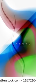 Fluid flowing wave abstract background, vector techno design