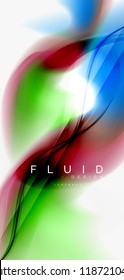 Fluid flowing wave abstract background, vector techno design