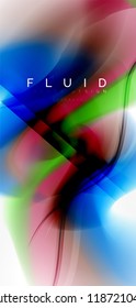Fluid flowing wave abstract background, vector techno design