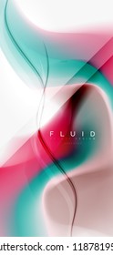 Fluid flowing wave abstract background, vector techno design