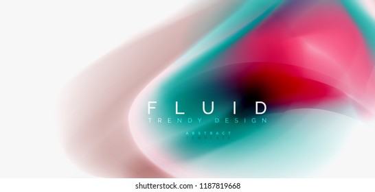 Fluid flowing wave abstract background, vector techno design