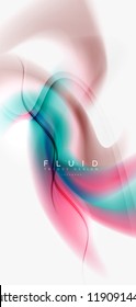 Fluid flowing wave abstract background, vector techno design