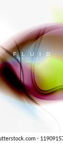 Fluid flowing wave abstract background, vector techno design