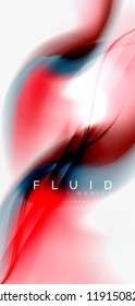 Fluid flowing wave abstract background, vector techno design