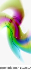 Fluid flowing wave abstract background, vector techno design
