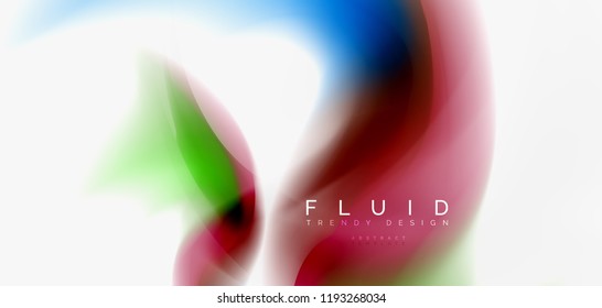 Fluid flowing wave abstract background, vector techno design
