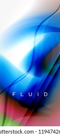 Fluid flowing wave abstract background, vector techno design