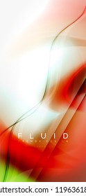 Fluid flowing wave abstract background, vector techno design