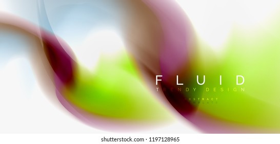Fluid flowing wave abstract background, vector techno design