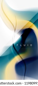 Fluid flowing wave abstract background, vector techno design