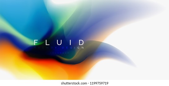 Fluid flowing wave abstract background, vector techno design
