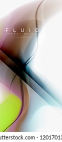 Fluid flowing wave abstract background, vector techno design