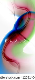 Fluid flowing wave abstract background, vector techno design