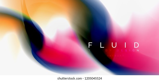 Fluid flowing wave abstract background, vector techno design