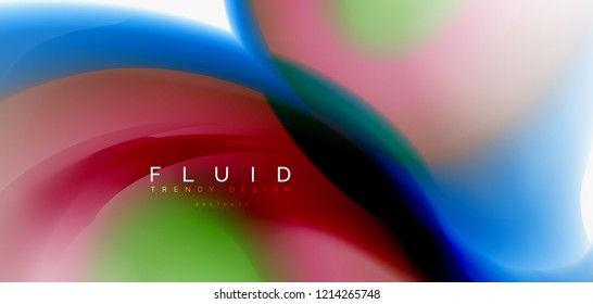 Fluid flowing wave abstract background, vector techno design