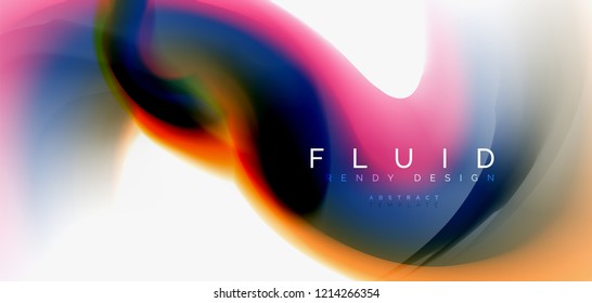 Fluid flowing wave abstract background, vector techno design