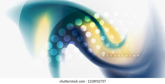 Fluid flowing wave abstract background, vector techno design