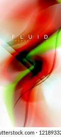 Fluid flowing wave abstract background, vector techno design