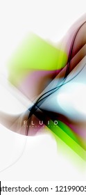 Fluid flowing wave abstract background, vector techno design