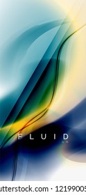 Fluid flowing wave abstract background, vector techno design