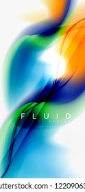 Fluid flowing wave abstract background, vector techno design