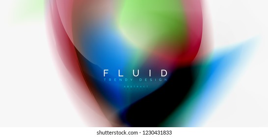 Fluid flowing wave abstract background, vector techno design